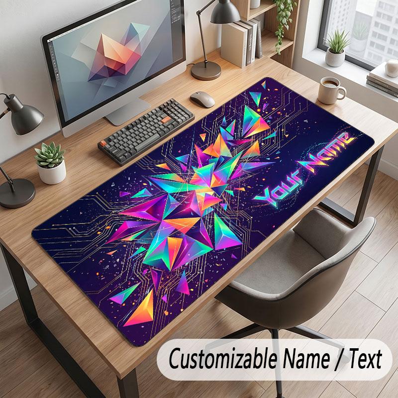 City Cyberpunk Theme Customized Mouse Pad Personalized Print Name Text Desk Mat For Home Office Table Decor