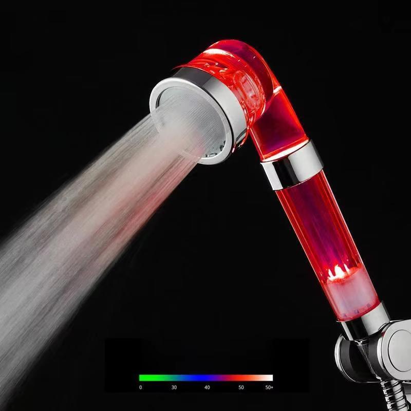 HONGDEC Drei Funktionen Temperaturregelung Handbrause SPA 3 Farben LED Duschkopf