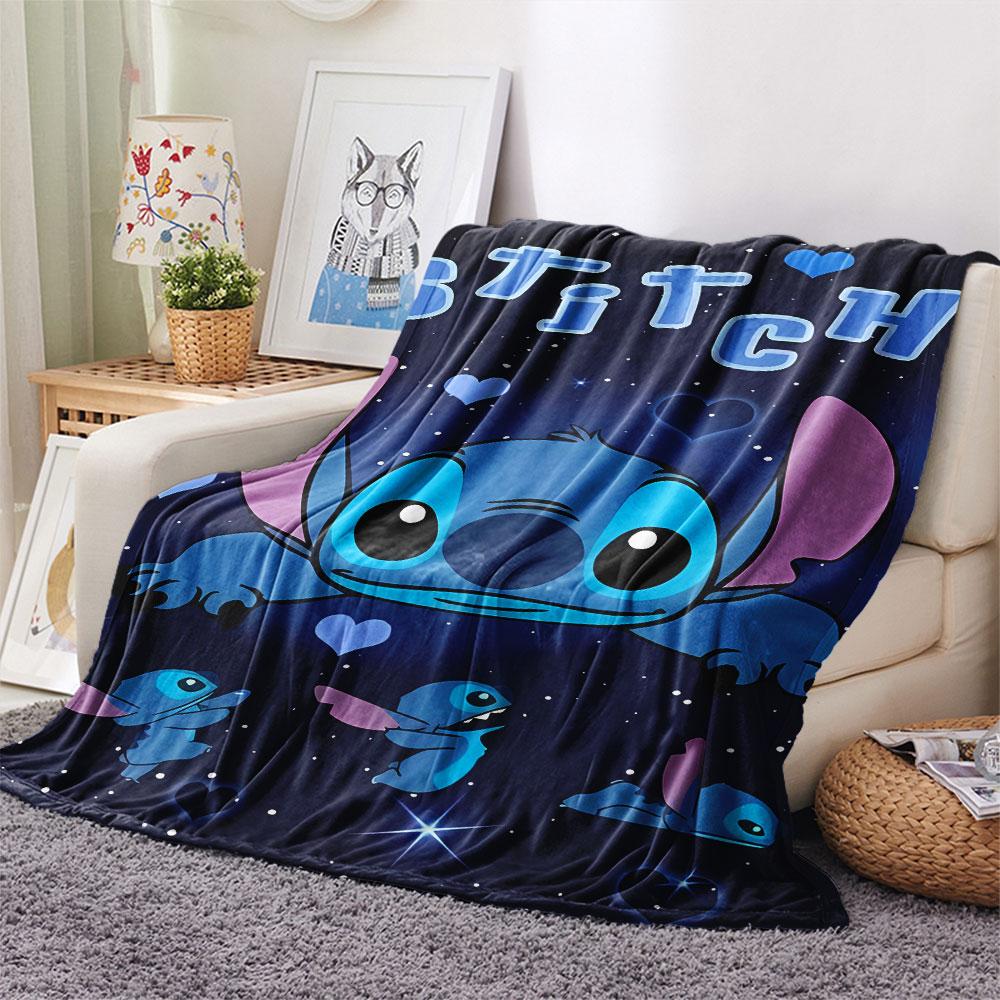 Stitch Cartoon printing Flannel Blanket Bedroom Sofa Camping Warm blanket Gifts for family and friends-MJ003