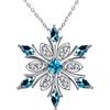 Women Silver Plated Blue Crystal Snowflake Pendant Necklace Christmas Winter Jewelry Gift Collarbone Chain