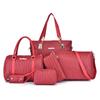 New Mother and Child Women's Bags Solid Color PU Six-piece Set Woven Large-capacity Simple Portable Shoulder Bag Crossbody Fashion