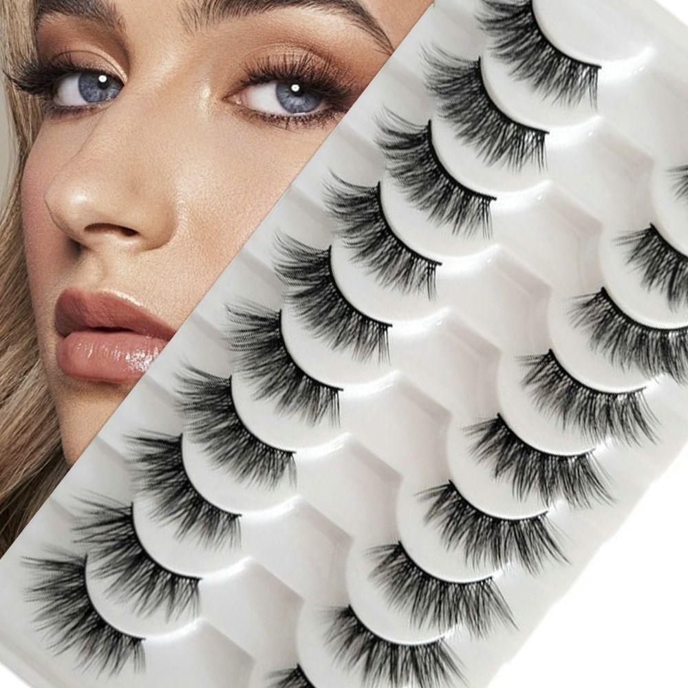 3D Curled Wispy Bushy Half Eyelash Eye Tail Lengthening Natural Fluffy Lashes Women
