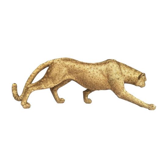 Figurine d'Animal en Résine Modèle Léopard Doré, Statue Vivante, Posture Accroupie ou Courante, Ornement de Haute Qualité pour Meuble TV, Entrée, Bureau, Pendaison de crémaillère,