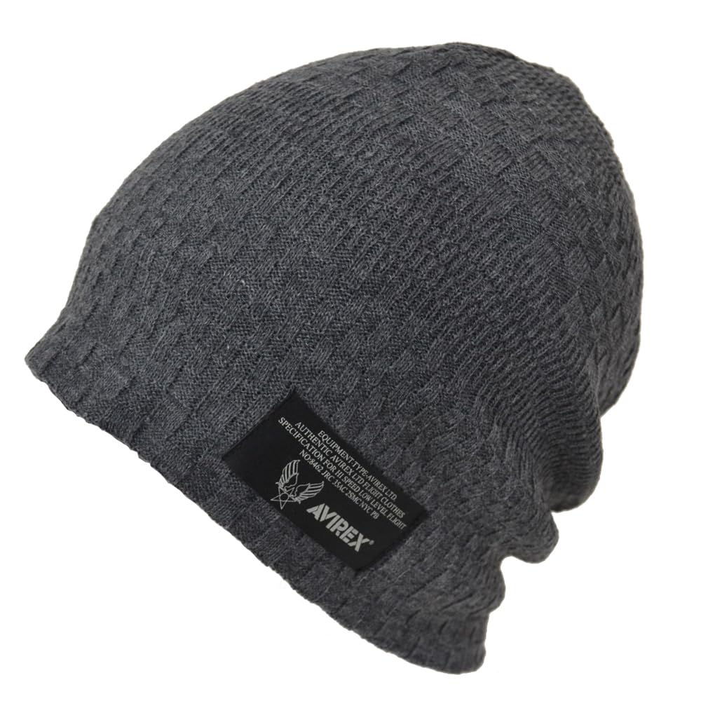 

AVIREX Вязаная шапка бини темно-угольного цвета (Тип А, (Жаккардовая вязка))