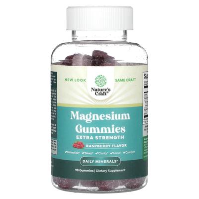 Magnesium Gummies, Extra Strength, Raspberry Flavor, 90 Gummies