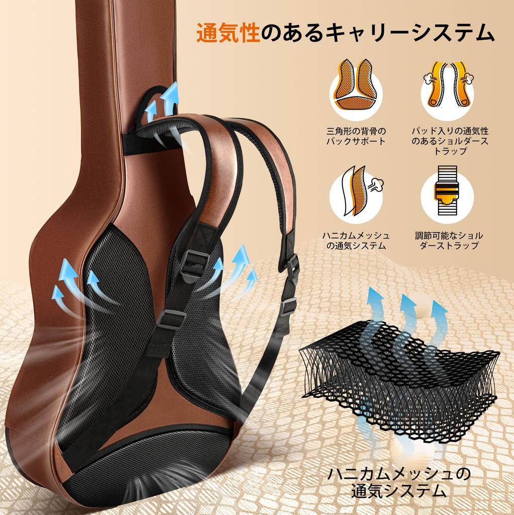 CAHAYA Akustisk Gitarr 15 mm Tjock Vadderad Vaxkaksnät Ventilationssystem med Hals 3 Lager av Tjockt Skyddande Gitarr Mjuk Akustisk Gitarrfodral