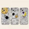 Urocze etui z kreskówkowym astronautą na iPhone 14 11 12 Pro 13 Pro Max XR XS X 6s 7 8 Plus SE 2020 13 Mini Luksusowe Przezroczyste Etui Odporne na Wstrząsy