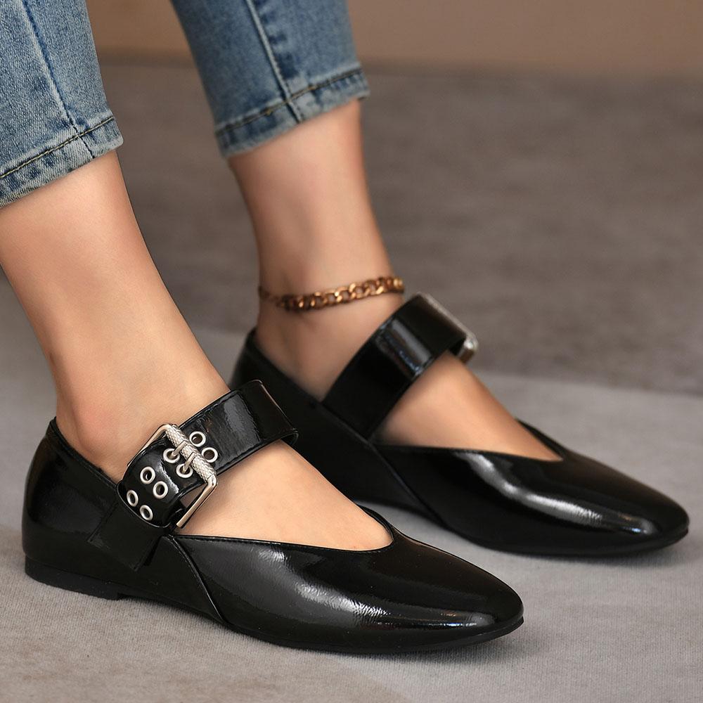 New Spring Ballet Flats Leopard Women Mary Janes Shoes Trendy Buckled Leisure Comfy Flats Women Shoes Big Size 42