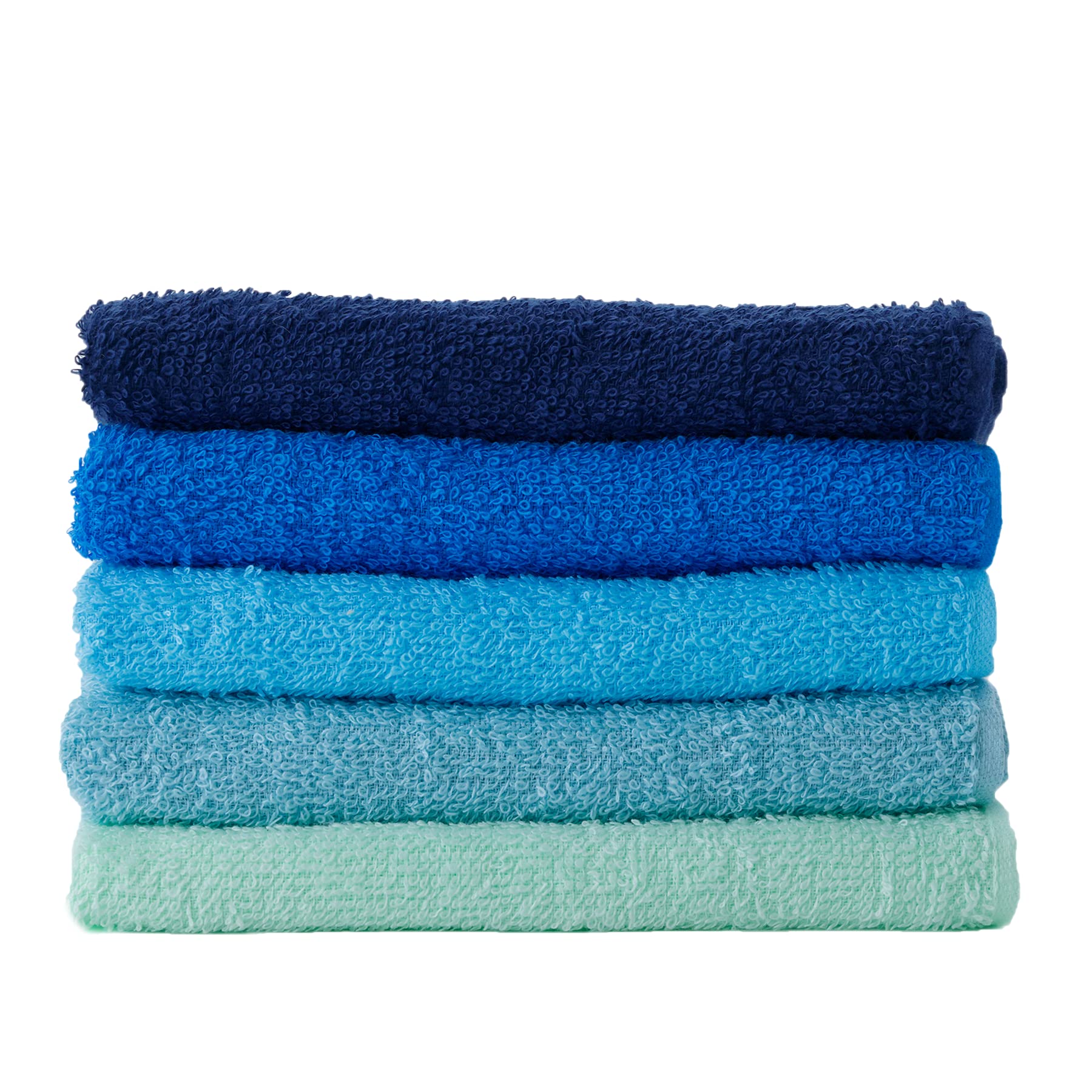 Muco Towel Light Face Towel Assortment Set - Thin, Quick-Drying, Made in Japan (Senshu Towel) - 5-Piece Set - Blue Assortment