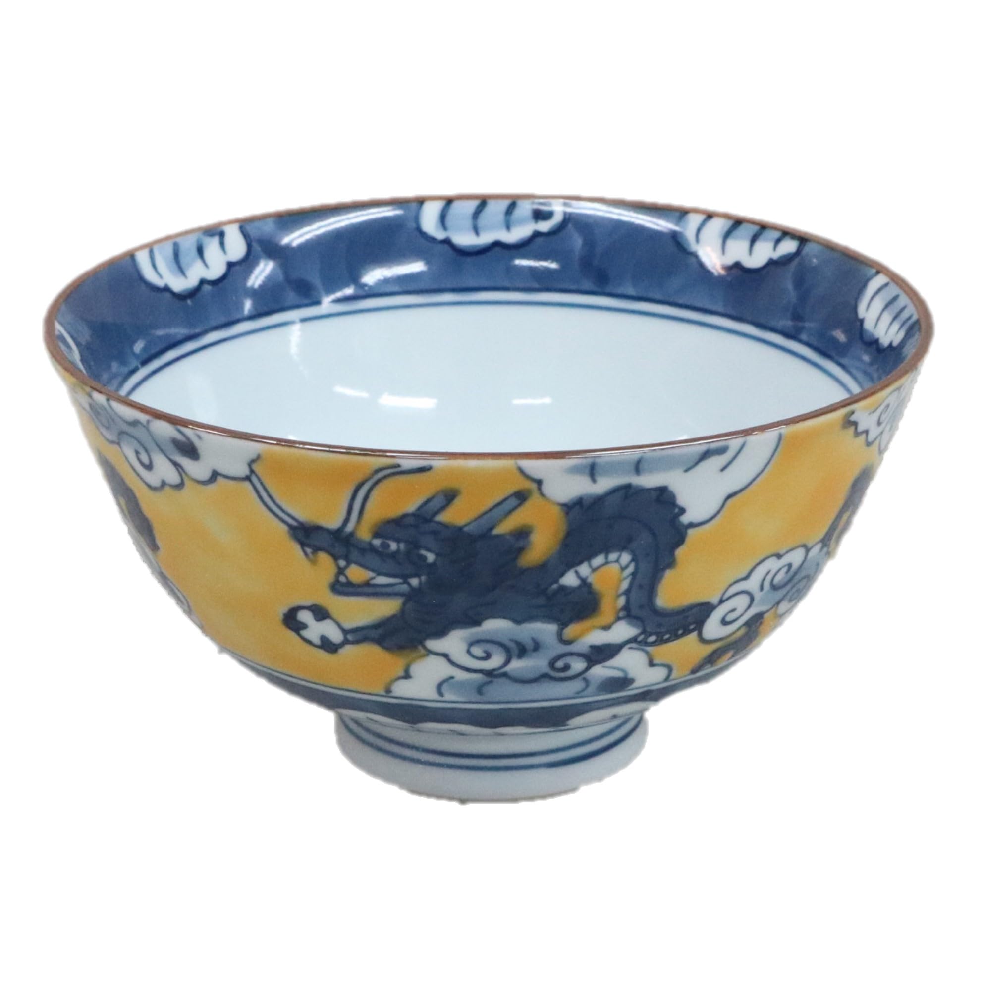 

Kyoritsu Pottery Rice Bowl Large Dragon Crest Yellow [item]