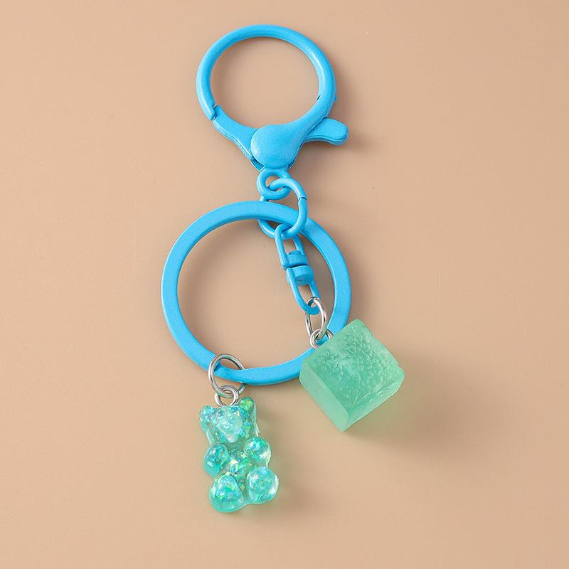 Cute Resin Shining Bear Keychain Jelly Key Ring for Women Girls Handbag Pendant DIY Kid's Jewelry Gift Accessories