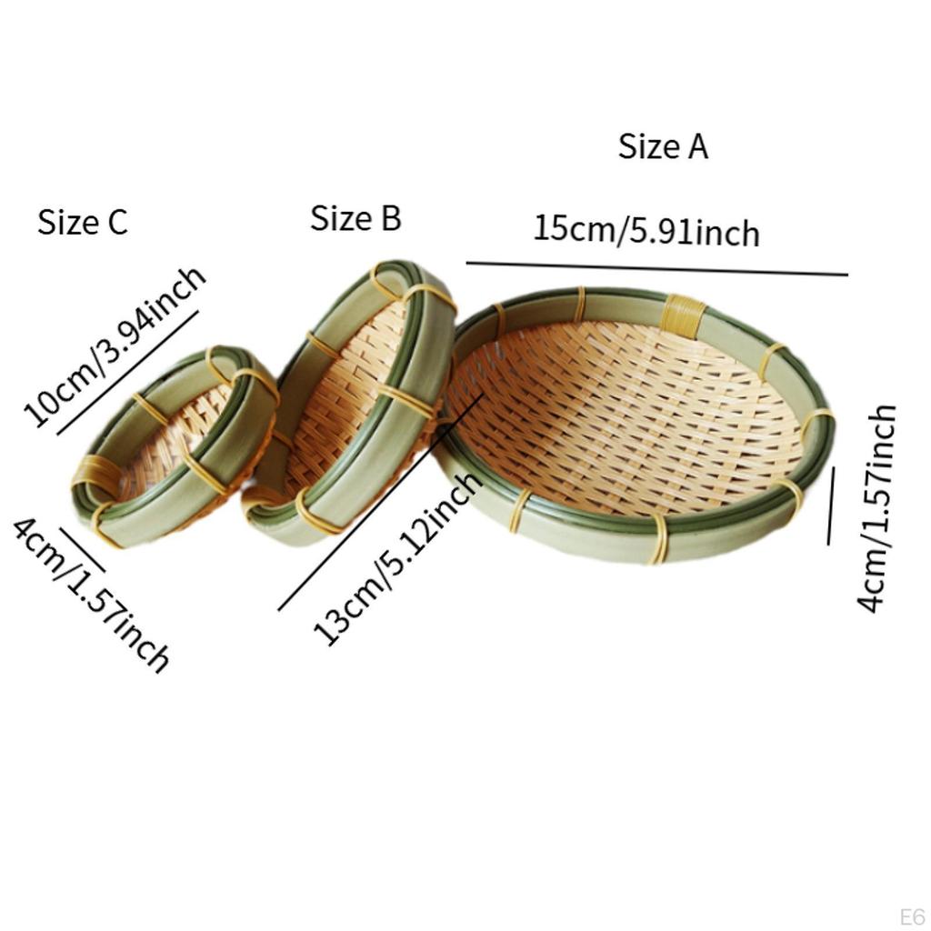Vävd Korgbricka Bröd Multifunktionell Dekorativ Rund Servering Matförvaringsbehållare
