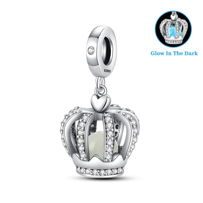 Copper Color Sparkly Planet Crown Crystal Ball Luminous Charm Bead Charms Bead Charms Compatible With 3mm Authentic Bracelets Do It Yourself Jewellery