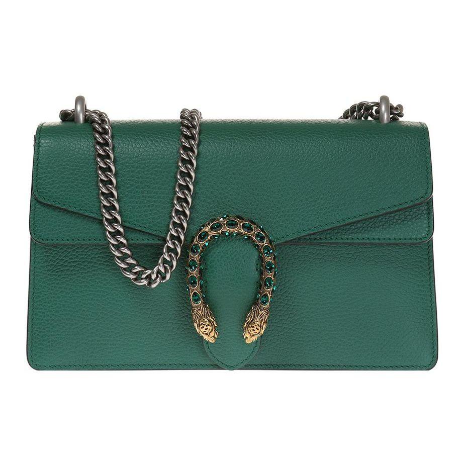 Gucci Dionysus Tiger Head Buckle Chain Leather Shoulder Bag Women Shoulder Bag Emerald-Green 400249-CAOGX-3120