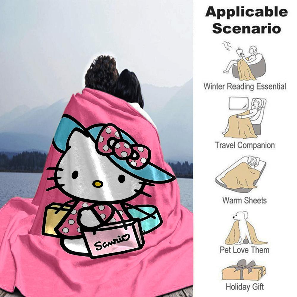 1 Stück Hello Kitty Sanrio Decke Leichte Flanelldecke für Sofa Bett Reise Camping Wohnzimmer Büro Couch Sessel