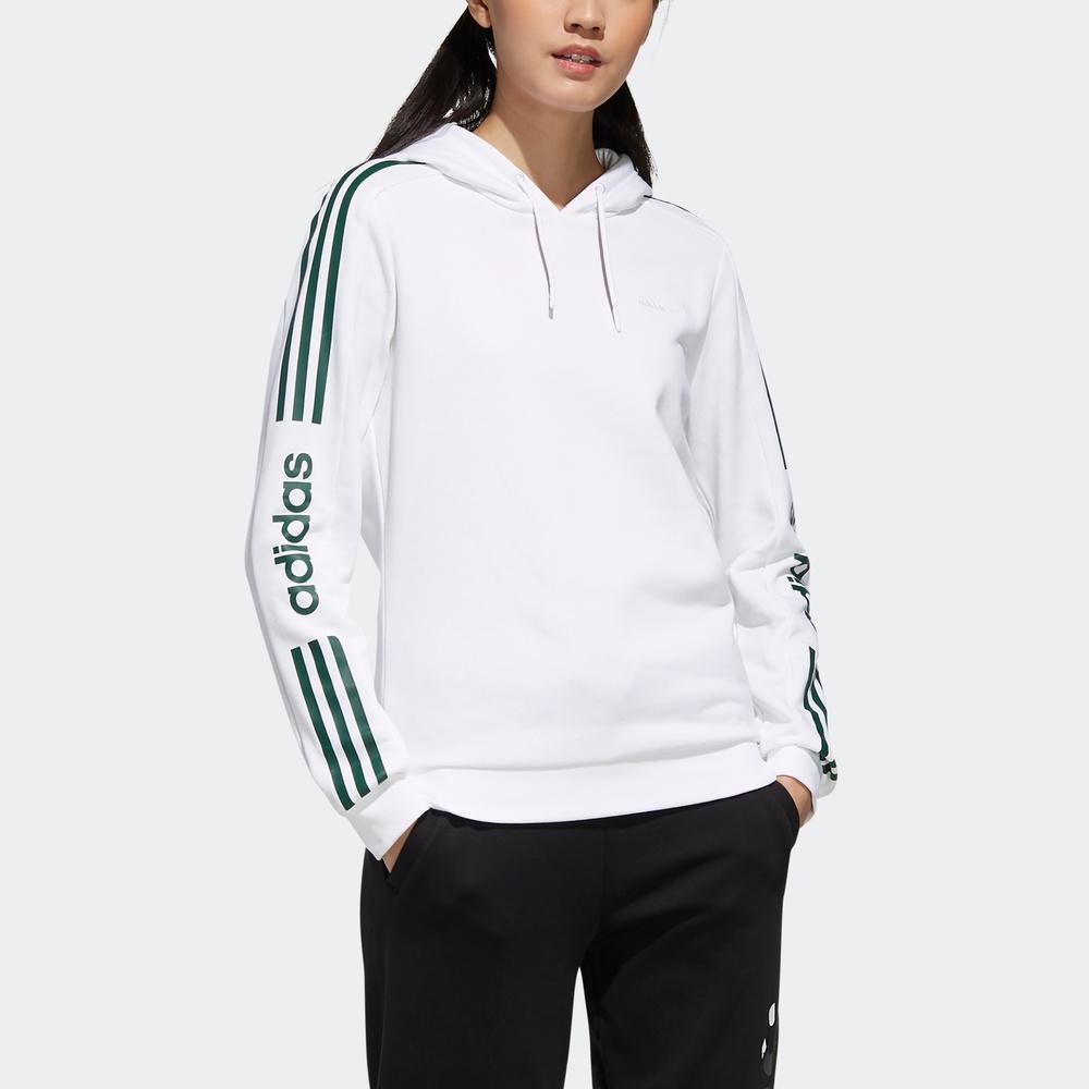 Adidas Neo W Base Sweat Hoodie Logo Striped Print Pullover Women Hoodies White GC9906
