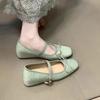 Gentle square head shallow mouth Mary Jane single shoes women's 2025 new polka dot bow inner height increase versatile commuter ladyshoes