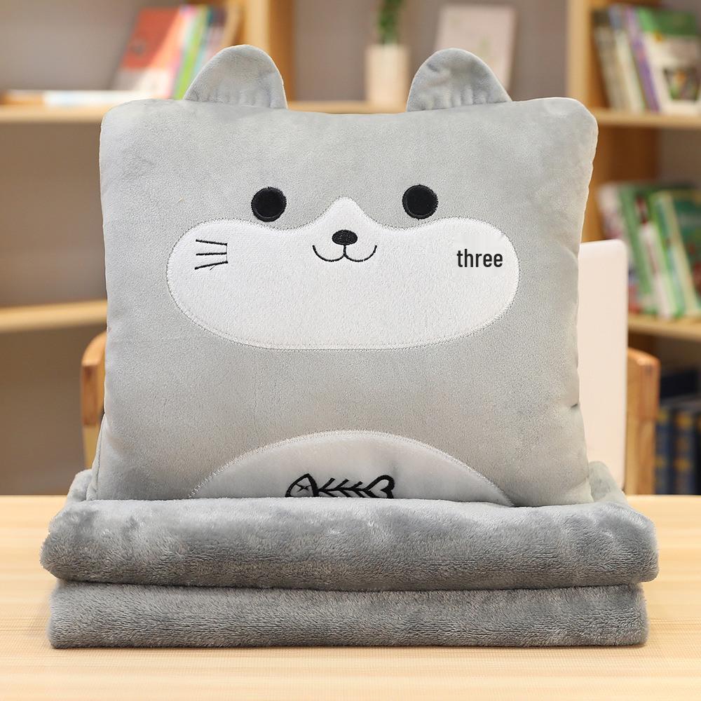Cartoon Pillow Blanket: Multifunctional Cushion for Office and Car Use