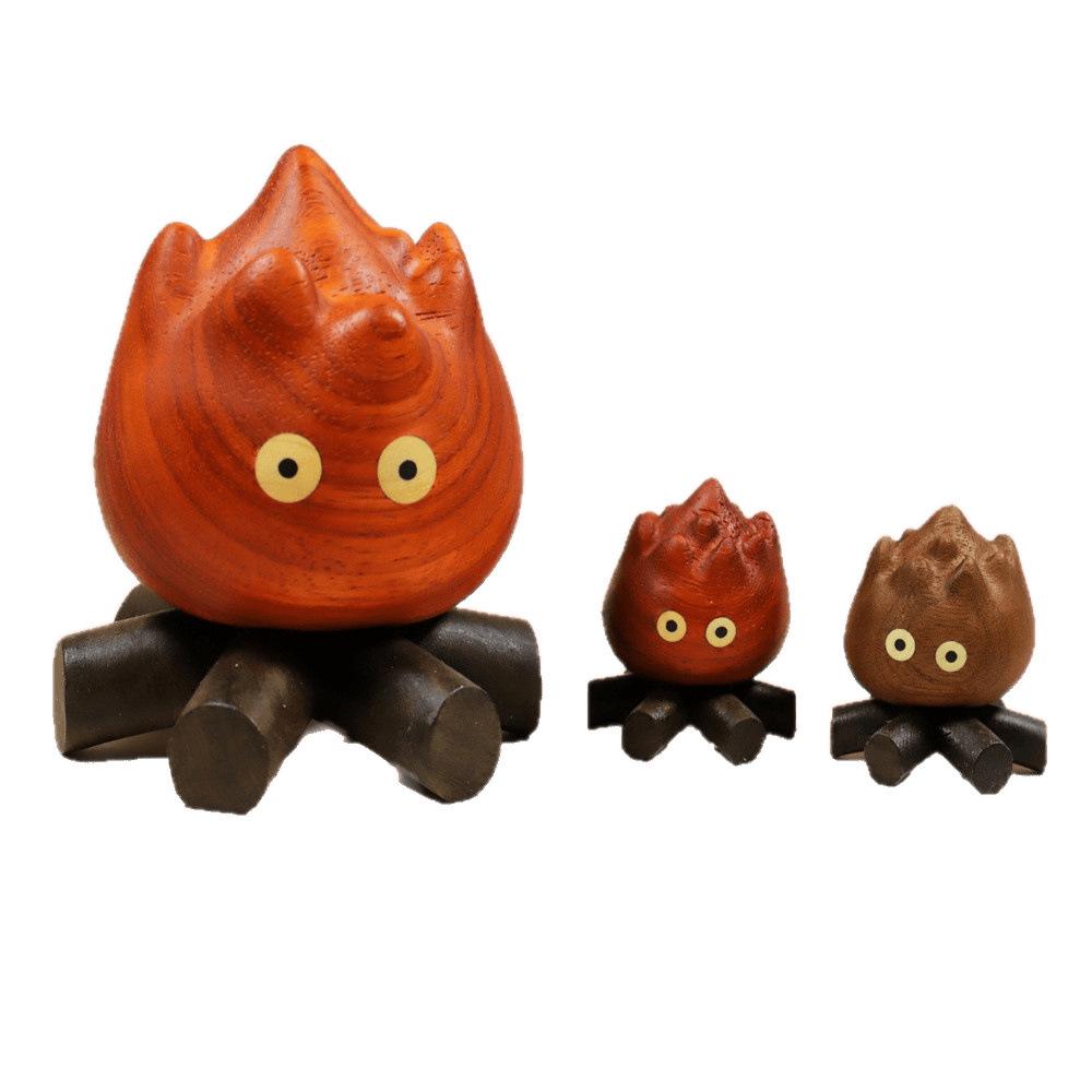 Xifa Flame Fireman Cartoon Wood Carving Ornament: Magnetic Artistic Desktop Decoration