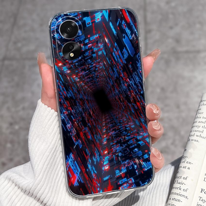 

Color Plaid Luxury Clear Phone Case For Oppo A38 A57 A58 A72 A73 A74 A76 A77 A78 A79 A98 Lens Protection Transparent TPU Dustproof Cover For Oppo Capa Oppo A57s 4G