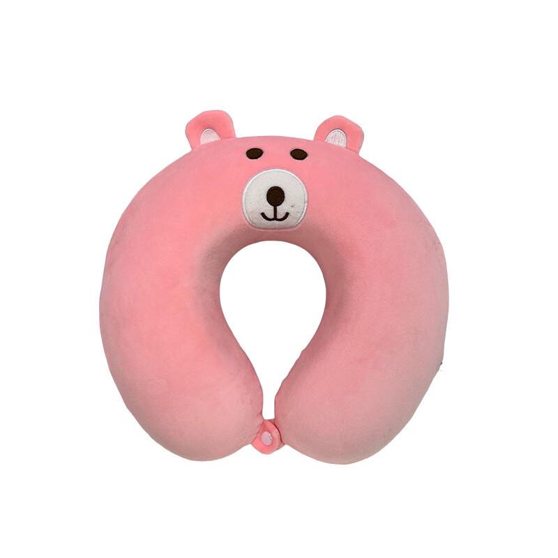 OEING Cute Pink Bear Memory Foam Travel Neck Pillow