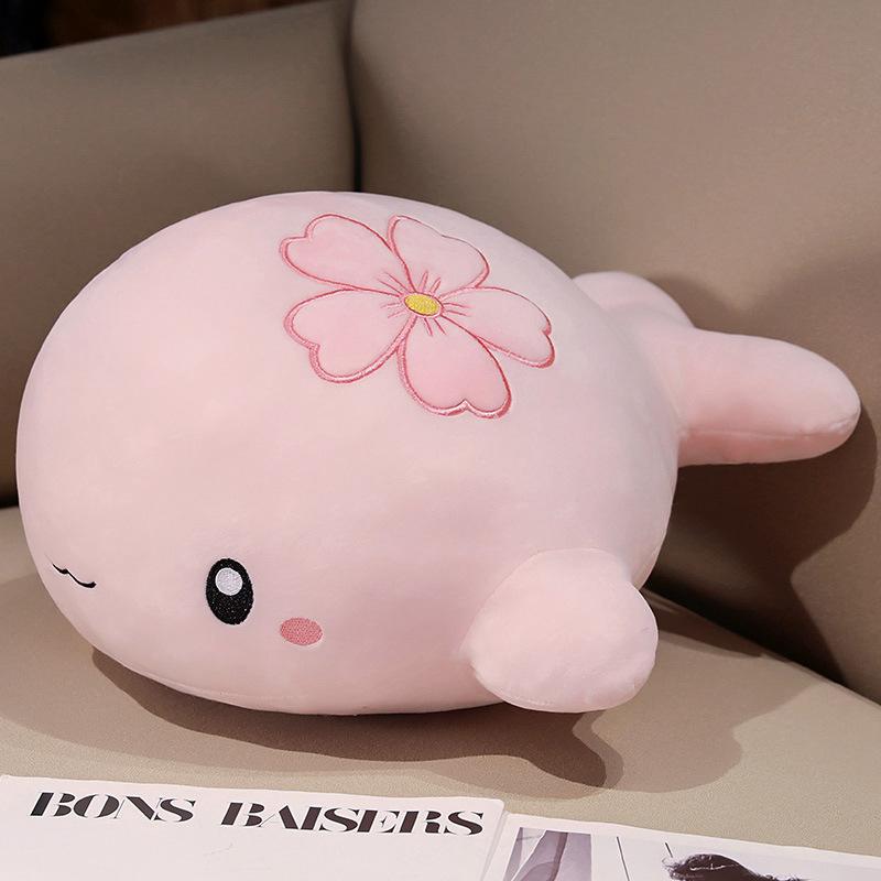 

Cherry Blossom Whale Plush Toy Pillow Blue Pink Girls Gift Birthday 25cm/9.84in розовый