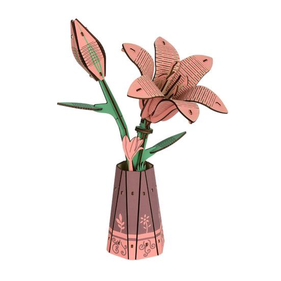 

Wooden 3D Puzzle Flower DIY Handmade Potted Sunflower Lily Hydrangea Moth Orchids Bell B