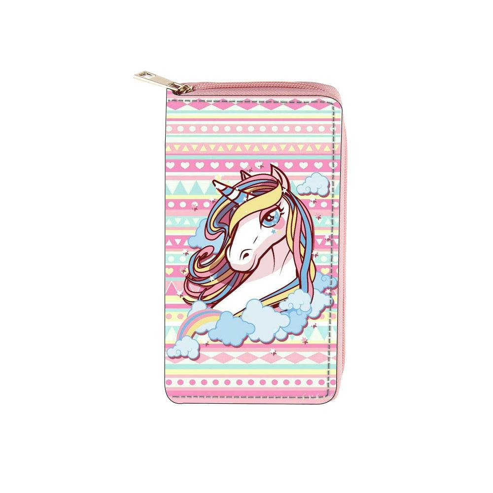 Neues Einhorn langes Reißverschluss-Portemonnaie DX Geldbörse Tasche digitaler Ticketinhaber