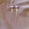 Colorful love pearl gold silk chain fringed earrings women's personality earrings temperament earrings