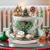 Office Desk Xmas Ornament Cartoon Christmas Coffee Cup House Ornaments, 2D Acrylic Tree Tabletop Unique Holiday Keepsake Decor, Mini Home Decor