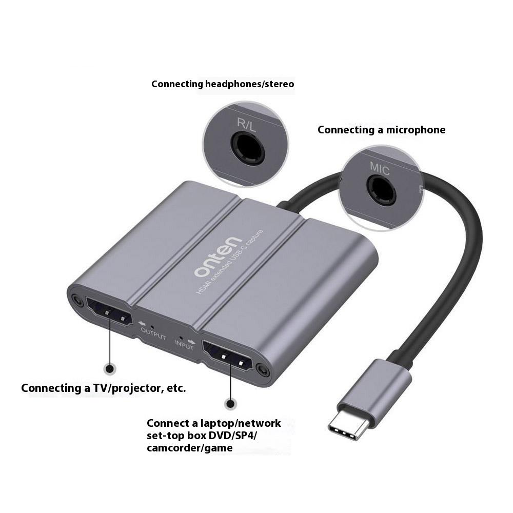 ONTEN UC316 Type-C to Dual HDMI Video Capture Card Audio Input Output Adapter