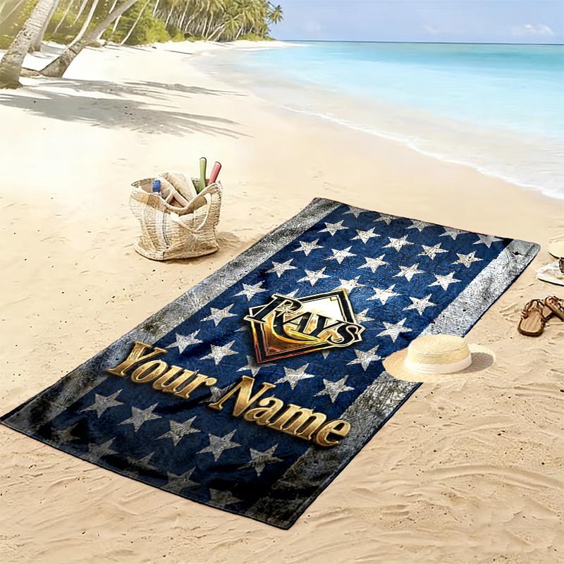 Name Custom Tampa Bay Rays Print Beach Towel, Large Soft Quick Dry Towel for Beach Camping Swimming