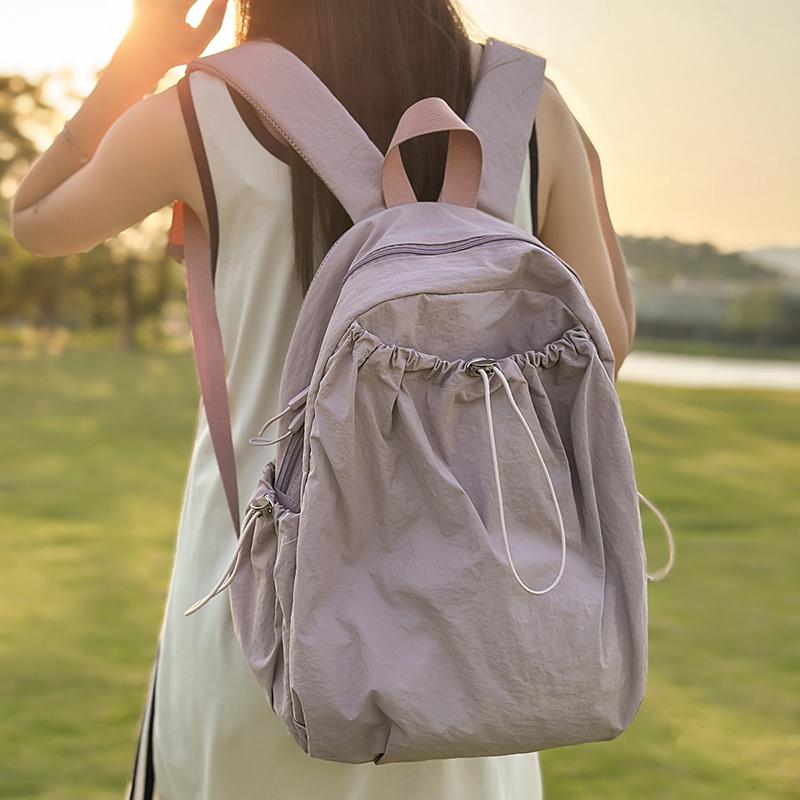 Student Schoolbag Women's Solid Color Computer Travel Backpack Large Capacity Backpack