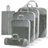 5/8pc Set Compression Packing Cube Extensible Waterproof Organizer Bags for Travel Suitcase Clothing Luggage Sorting W/ Shoe Bag