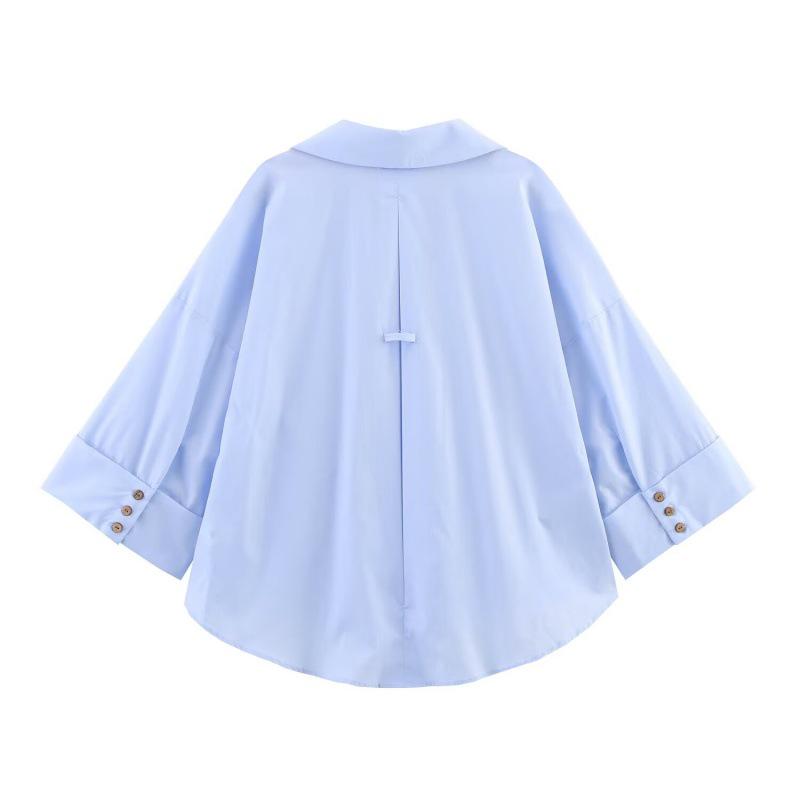Autumn 2025 Wide Sleeve Poplin Shirt - European & American Style, New Versatile Design