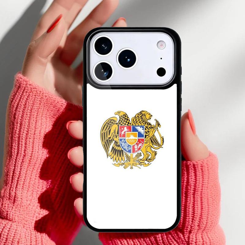 Armenia Russia Flag Coat of Arms Phone Case for iPhone 17 16 15 14 13 Pro Max Back Cover for 12 11 Pro Coque