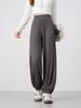 Women's Summer Ice Silk Pleated Wide-Leg Joggers: Slimming, Versatile & Loose-Fit Nine-Point Pants