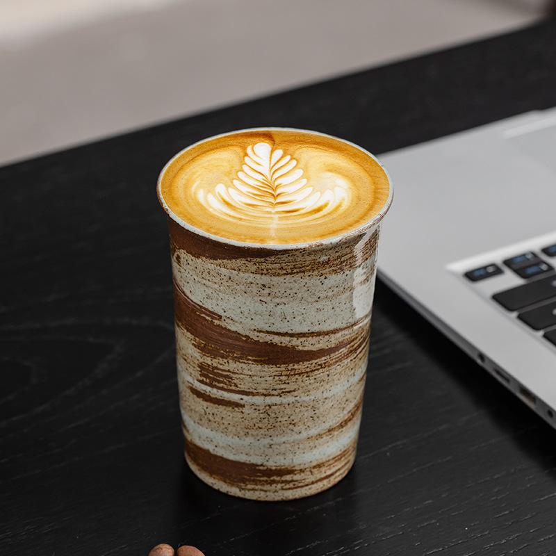 Coarse pottery coffee cup retro latte cup household creative ceramic mug water cup medieval cup teacup hand cup