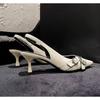 Luxury Brand Designer Women Sandals Fashion Pointed Toe Buckle Strap Metal High Heeled Kitten Heel Elegant Single Shoes Female