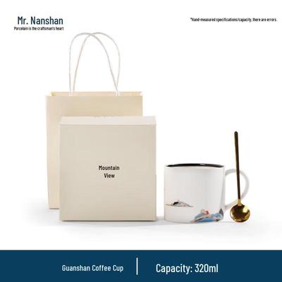 Mountain View Keramik-Kaffeetasse mit Löffel-Set