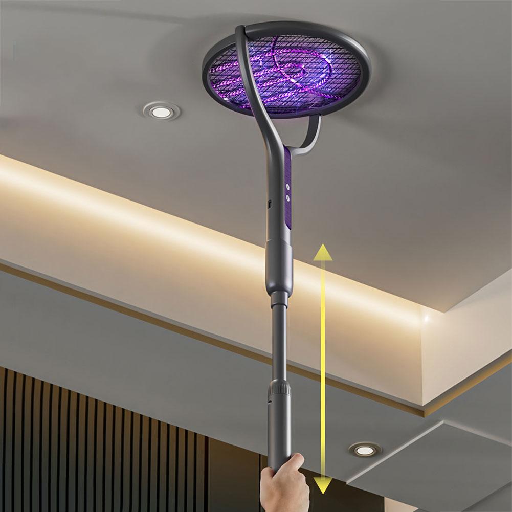 Electric Fly Swatter 2 in 1 Fly Killer and Mosquito Trap Lamp Rotating Head Bug Zapper Racket Rechargeable for Indoor Outdoor