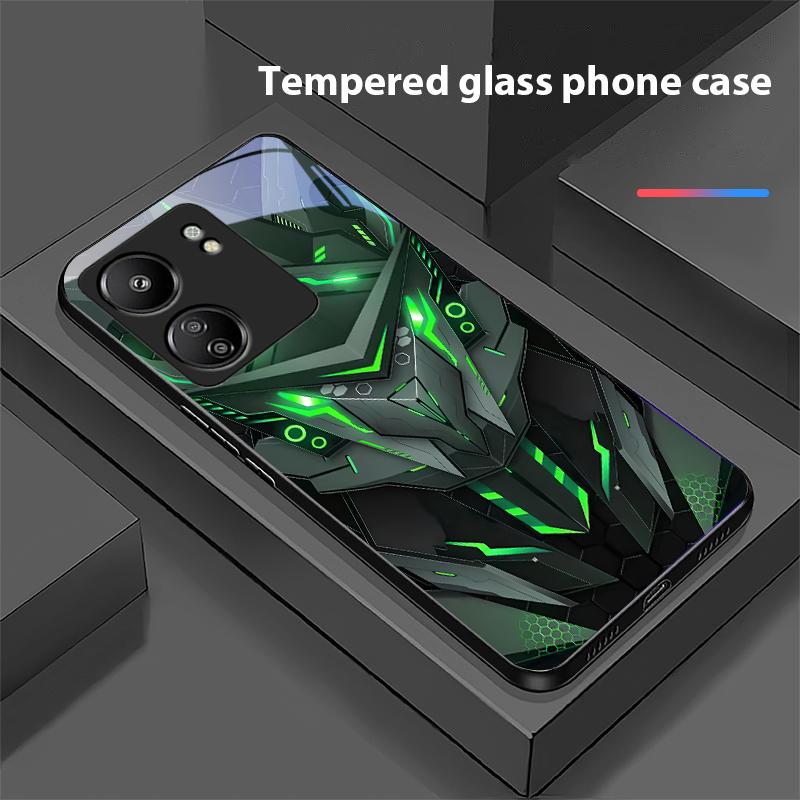 Kreativer Mech Für Xiaomi Redmi 13C Note13 12 Pro Plus 5G Note 9 13T Pro POCO X6 F5 F6 Schwarze Gehärtetes Glas Handyhülle