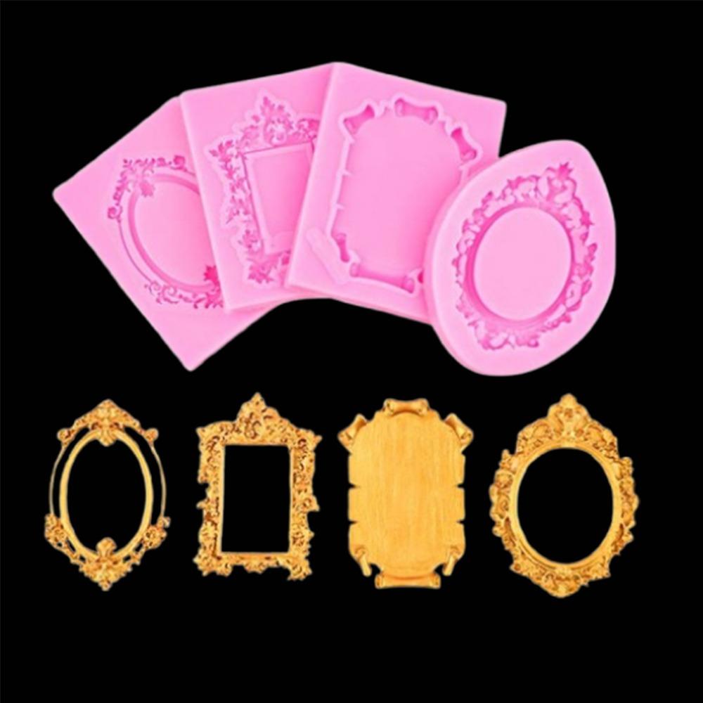 4Pcs Vintage Air Dry Clay Molds Embossed Design Silicone Frame Molds  Candy Crafting