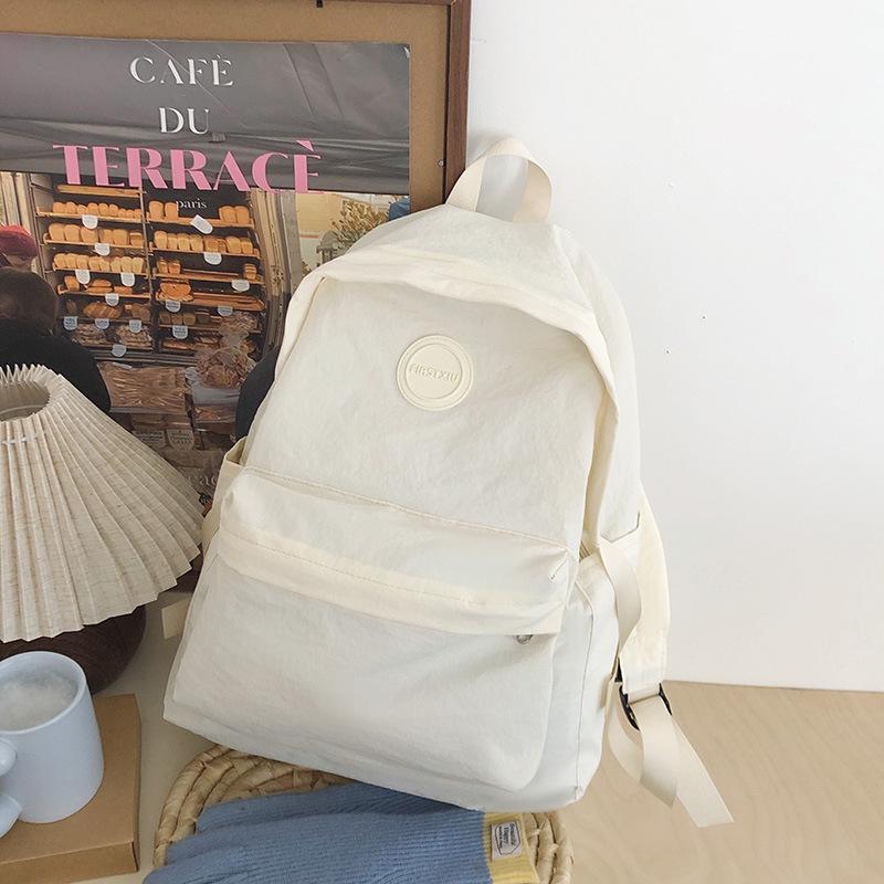 Spring New Nylon Lightweight Sports Backpack Ins Large Capacity Solid Color Student Schoolbag Casual Backpack