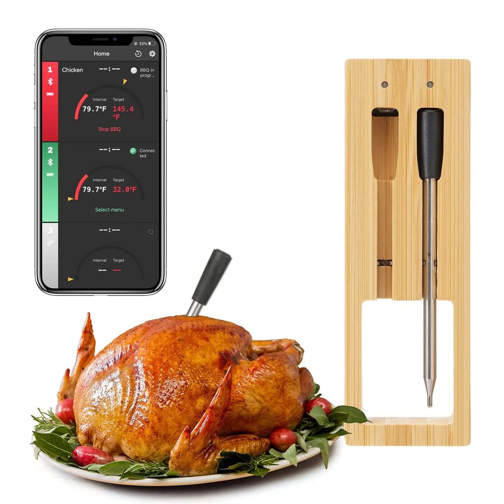 Digital Newest 350ft Wireless Meat Food Thermometer,Smart APP Control Bluetooth Kitchen Thermometer for Cooking,Oven,Grill,BBQ