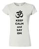 Junior Keep Calm And Say Om Yoga Hindu Sanskrit Symbol Religion DT T-Shirt Tee Unisex T-Shirt