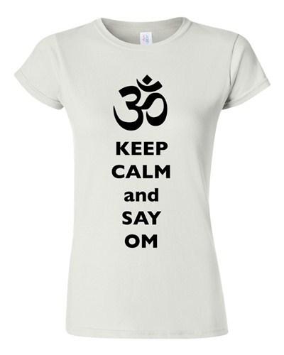 Junior Keep Calm And Say Om Yoga Hindu Sanskrit Symbol Religion DT T-Shirt Tee Unisex T-Shirt M
