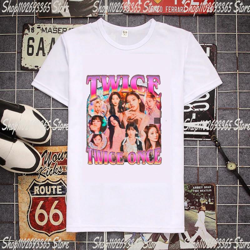 Kpop Twice Lovely T-shirt Short Sleeve Ready To Be Album Photo Printing Tshirt for Women TZUYU SANA MINA JIHYO NAYEON MOMO DAHYU
