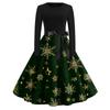 Women's Fashion Casual Round Neck Christmas Print Long Sleeve Dress