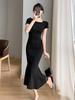 Spring/Summer Knitted Ice Silk Short Sleeve Fishtail Dress